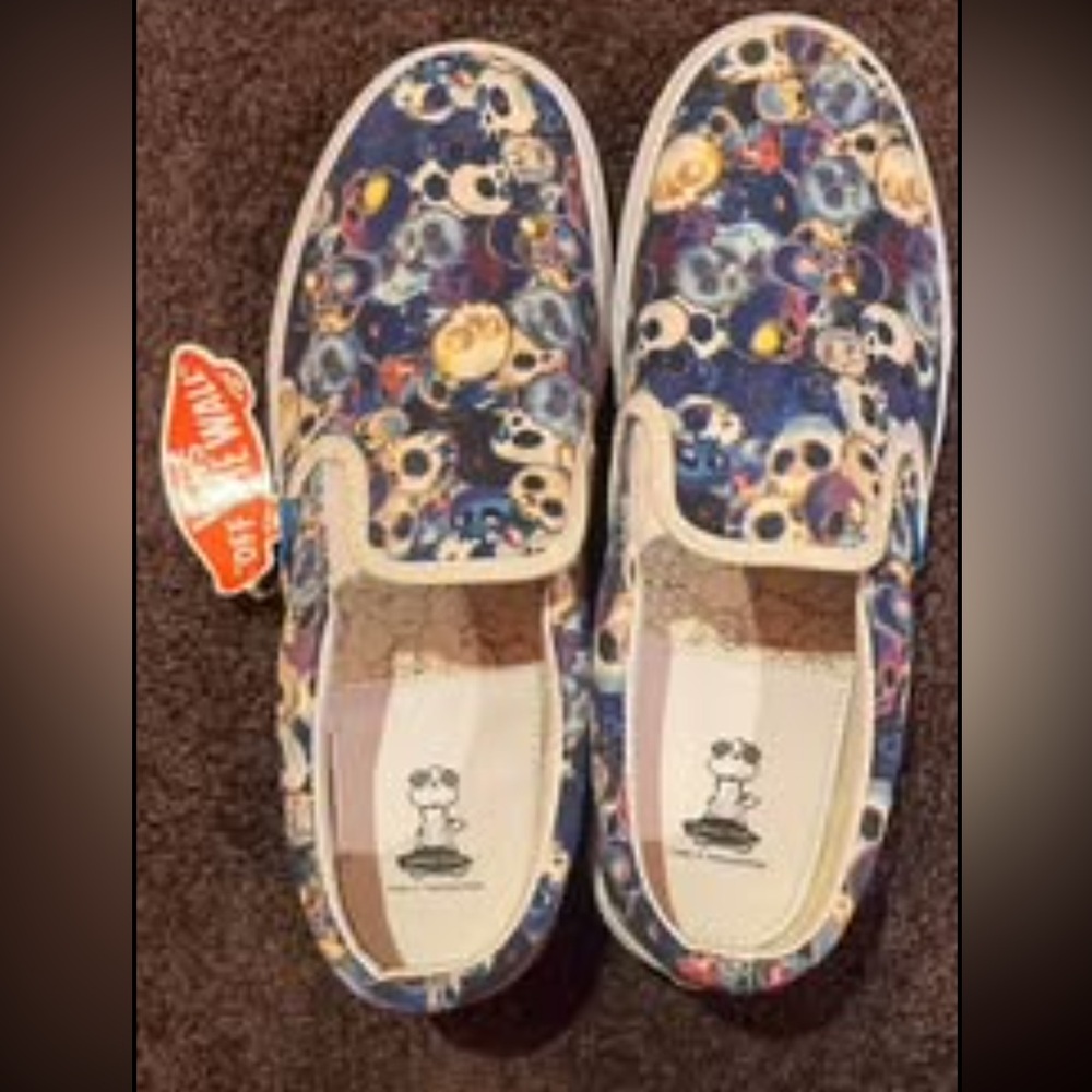 Vans Murakami Slip-On Sneakers in Navy Blue with Multicolor Skull Print
